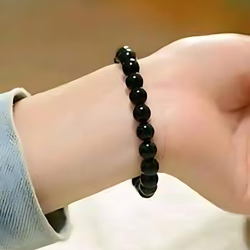 Produk Gelang Tangan Onyx Stone Pria Wanita Perhiasan Batu Alam Hitam Simpel Elastis