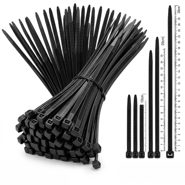 Produk Kabel Ties 100 Nylon Pengikat Kabel Serbaguna Hitam Putih 10cm 15cm 20cm 25cm 30cm