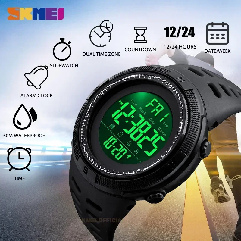 Produk Jam Tangan Pria Digital Sport Original Waterproof 5atm Led Backlight Shock Resistant 1251