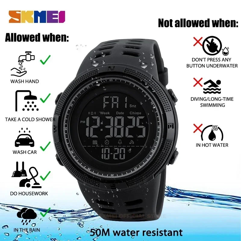 Produk Jam Tangan Pria Digital Sport Original Waterproof 5atm Led Backlight Shock Resistant 1251