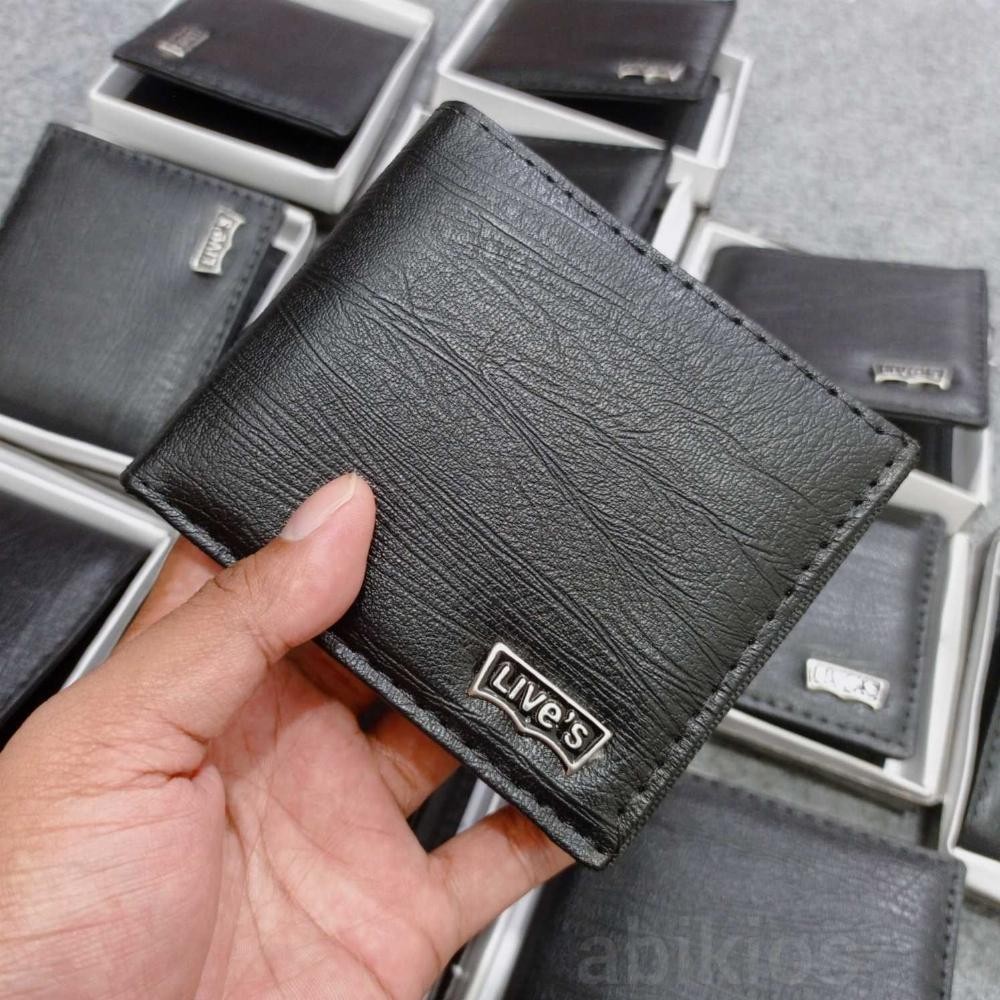 Produk Dompet Pria Pendek Kulit Sintetis Kanvas Elegan - Hitam