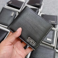 Dompet Pria Pendek Kulit Sintetis Kanvas Elegan - Hitam