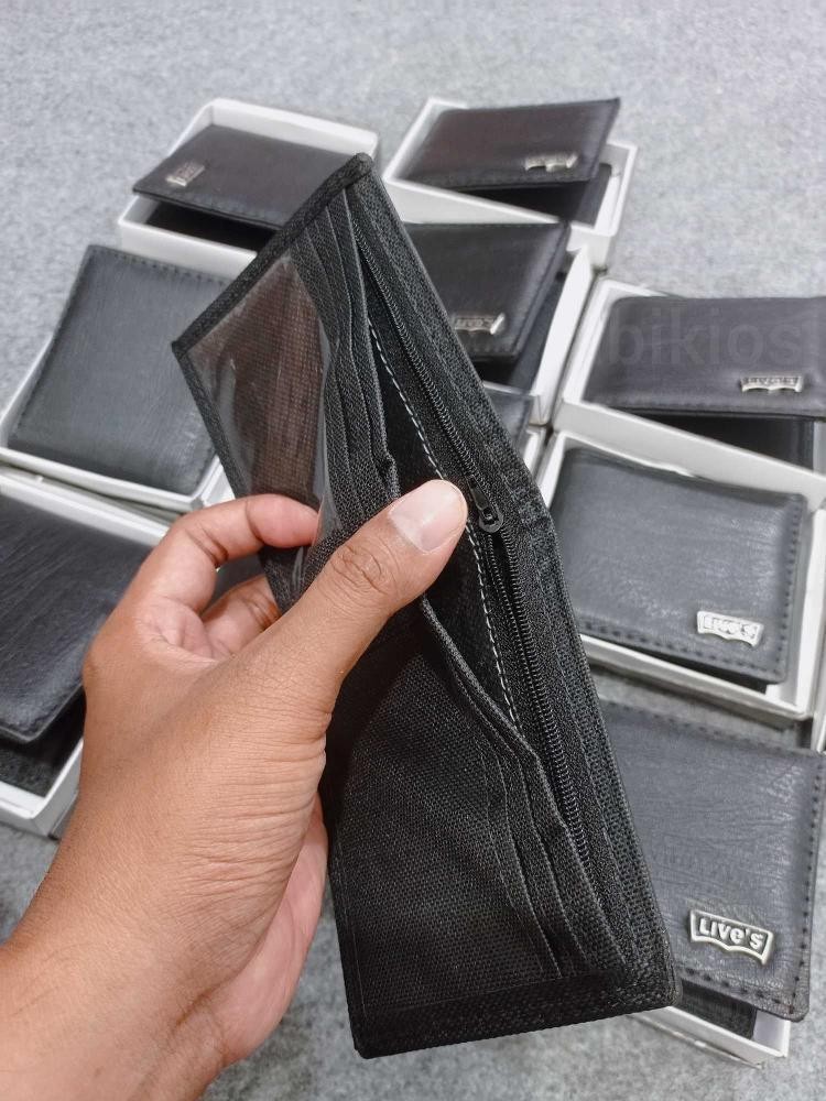 Produk Dompet Pria Pendek Kulit Sintetis Kanvas Elegan - Hitam