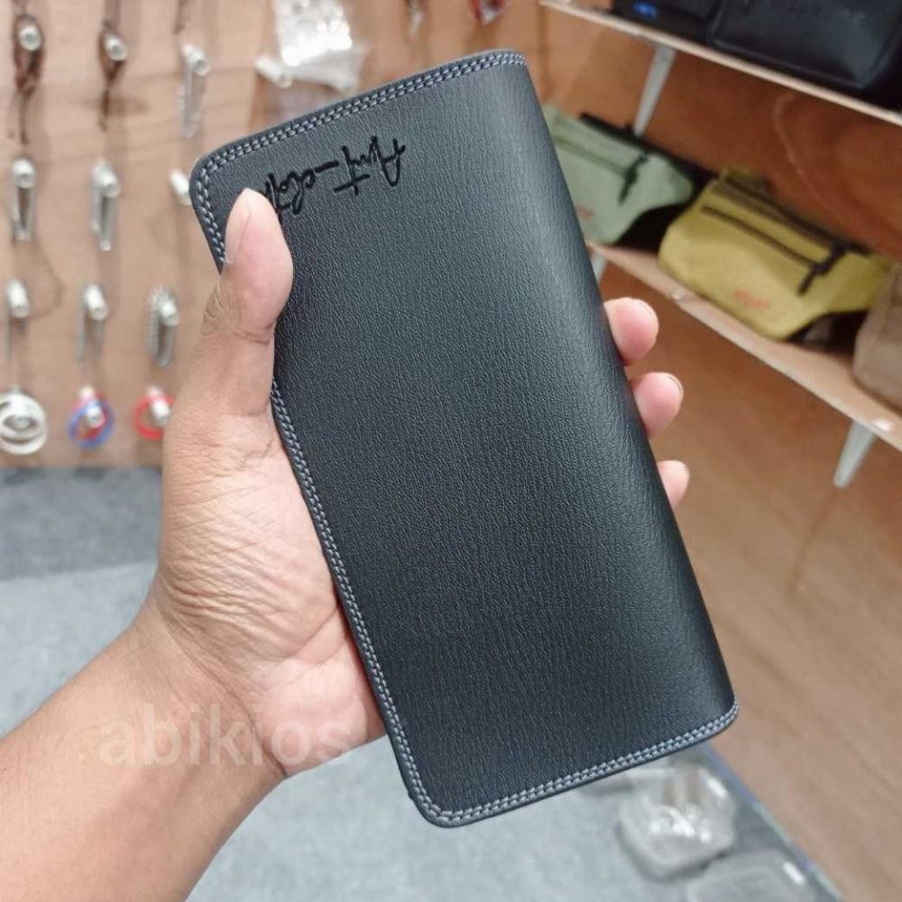 Produk Dompet Panjang Pria Kulit Warna Hitam Model Stylish Dompet Multifungsi dan Elegan