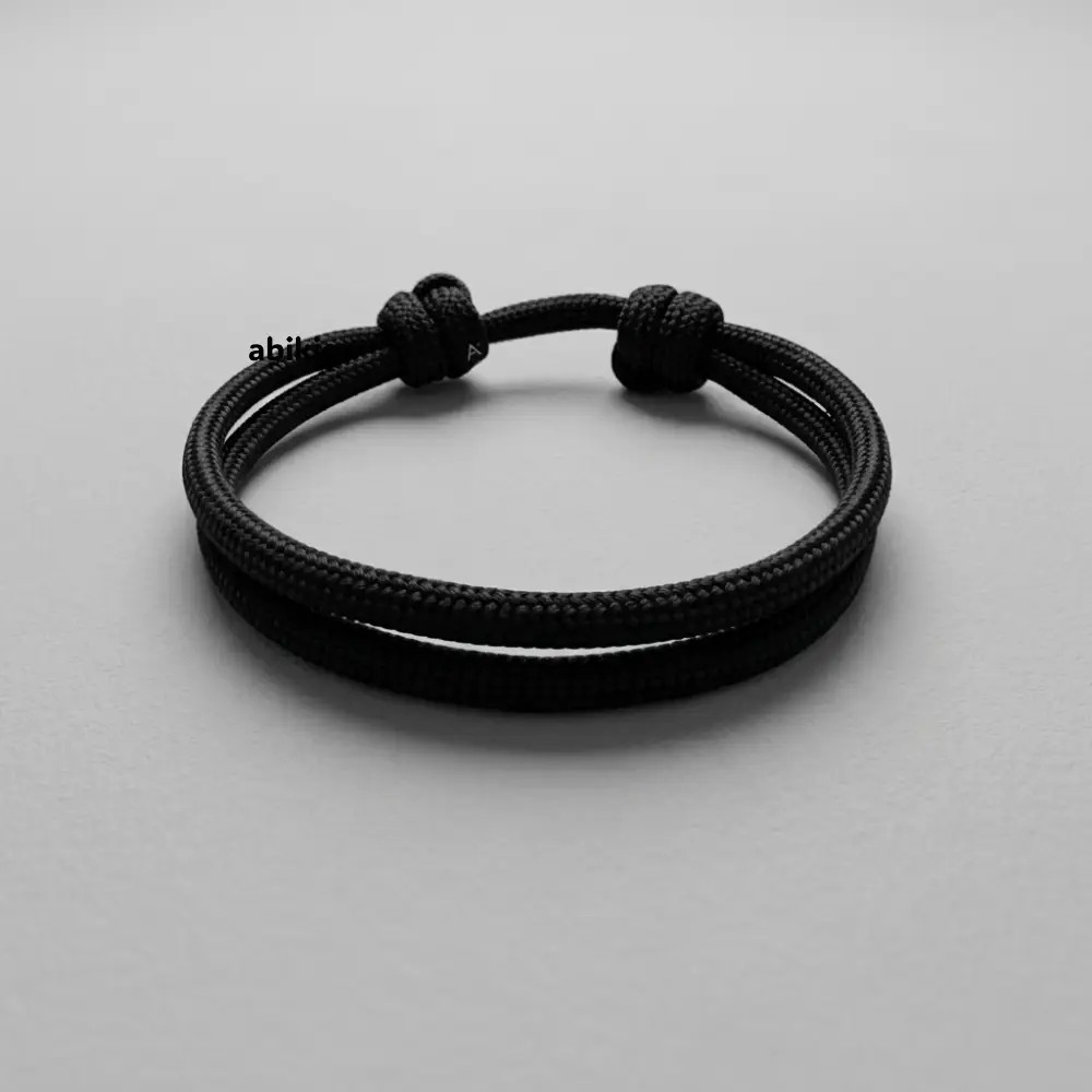 Produk Gelang Tali Paracord Pria Hitam Polos Adjustable - Kuat Ringan