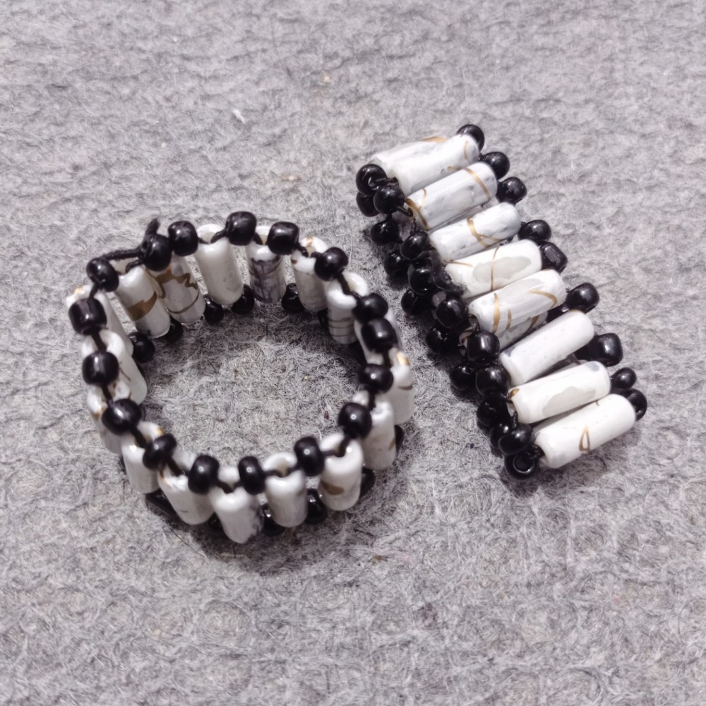 Produk Gelang Tangan Rel Manik-manik Etnik Handmade Unik Elastis - Model Tabung