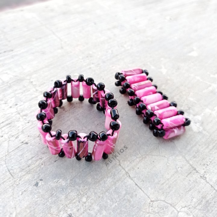 Produk Gelang Tangan Rel Manik-manik Etnik Handmade Unik Elastis - Model Tabung