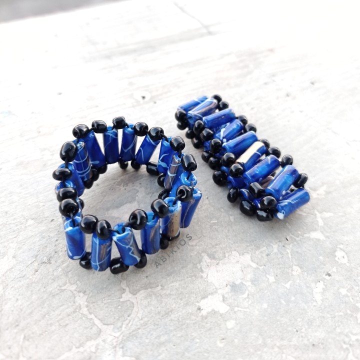 Produk Gelang Tangan Rel Manik-manik Etnik Handmade Unik Elastis - Model Tabung