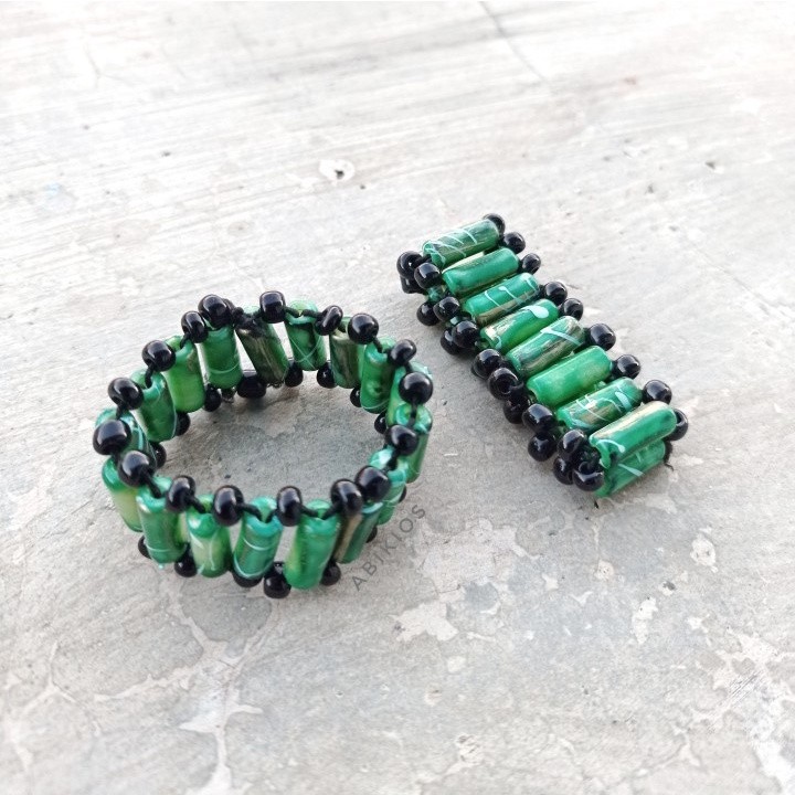 Produk Gelang Tangan Rel Manik-manik Etnik Handmade Unik Elastis - Model Tabung