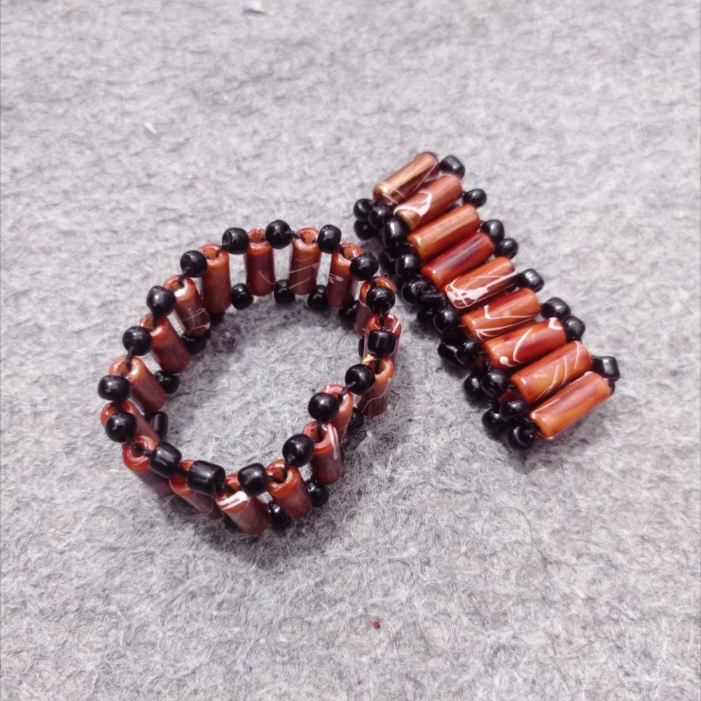 Produk Gelang Tangan Rel Manik-manik Etnik Handmade Unik Elastis - Model Tabung