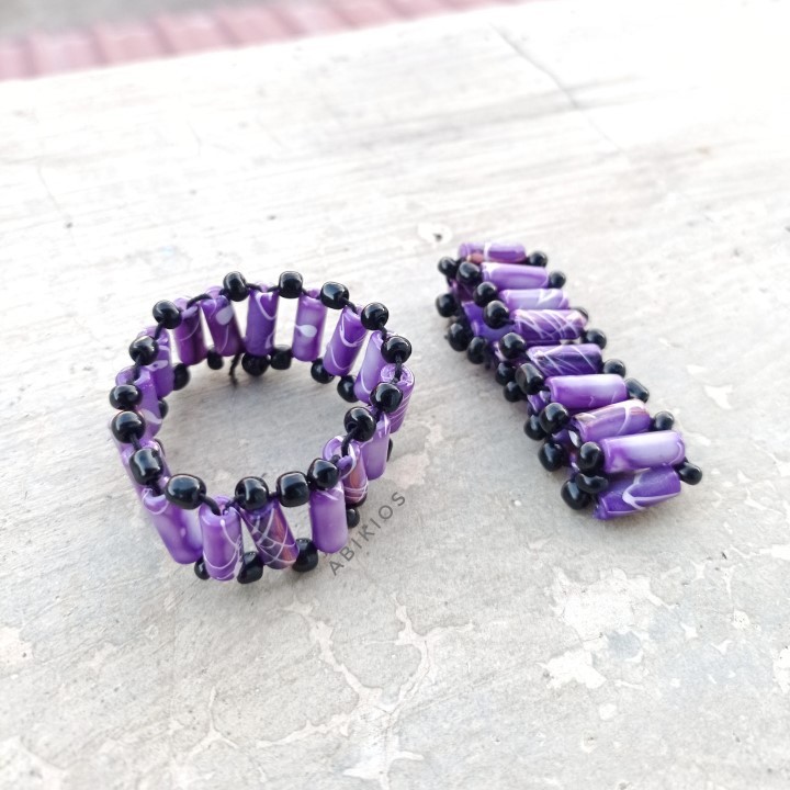 Produk Gelang Tangan Rel Manik-manik Etnik Handmade Unik Elastis - Model Tabung