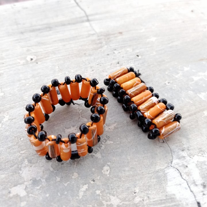 Produk Gelang Tangan Rel Manik-manik Etnik Handmade Unik Elastis - Model Tabung