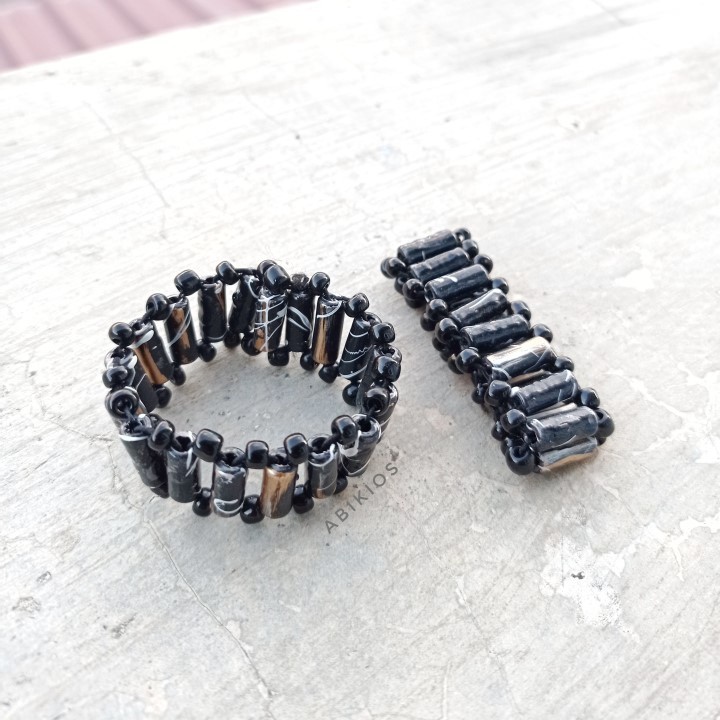 Produk Gelang Tangan Rel Manik-manik Etnik Handmade Unik Elastis - Model Tabung