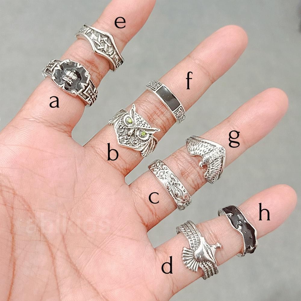 Produk Cincin Pria Titanium Open Ring Adjustable - Vintage Punk Metal Mengkilat