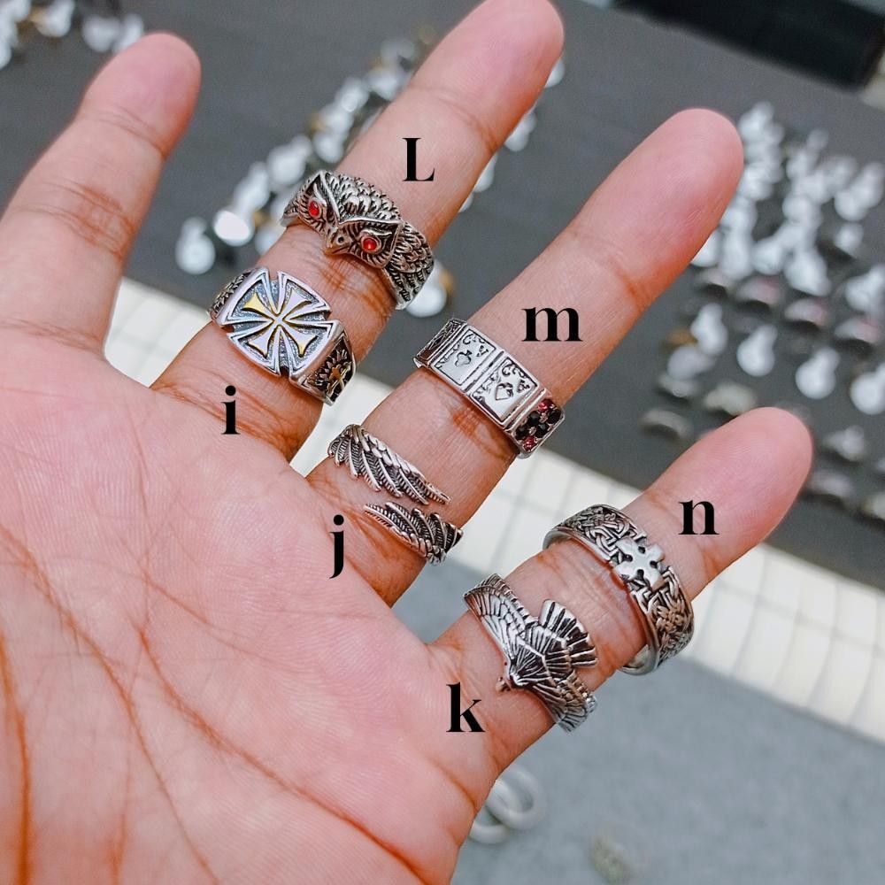 Produk Cincin Titanium Open Ring Adjustable - Vintage Punk Metal Mengkilat