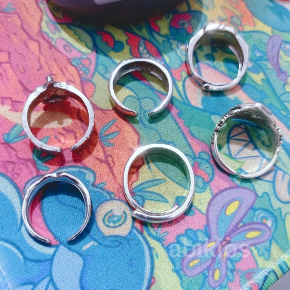 Produk Cincin Titanium Open Ring Adjustable - Vintage Punk Metal Mengkilat