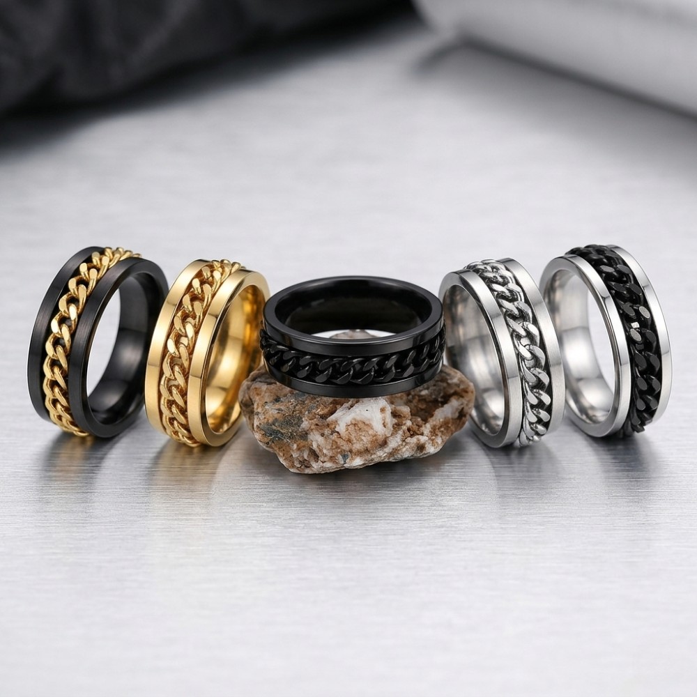 Produk Cincin Spinner Rantai Pria Wanita Titanium Anti Karat - Cincin Putar Anxiety Ring