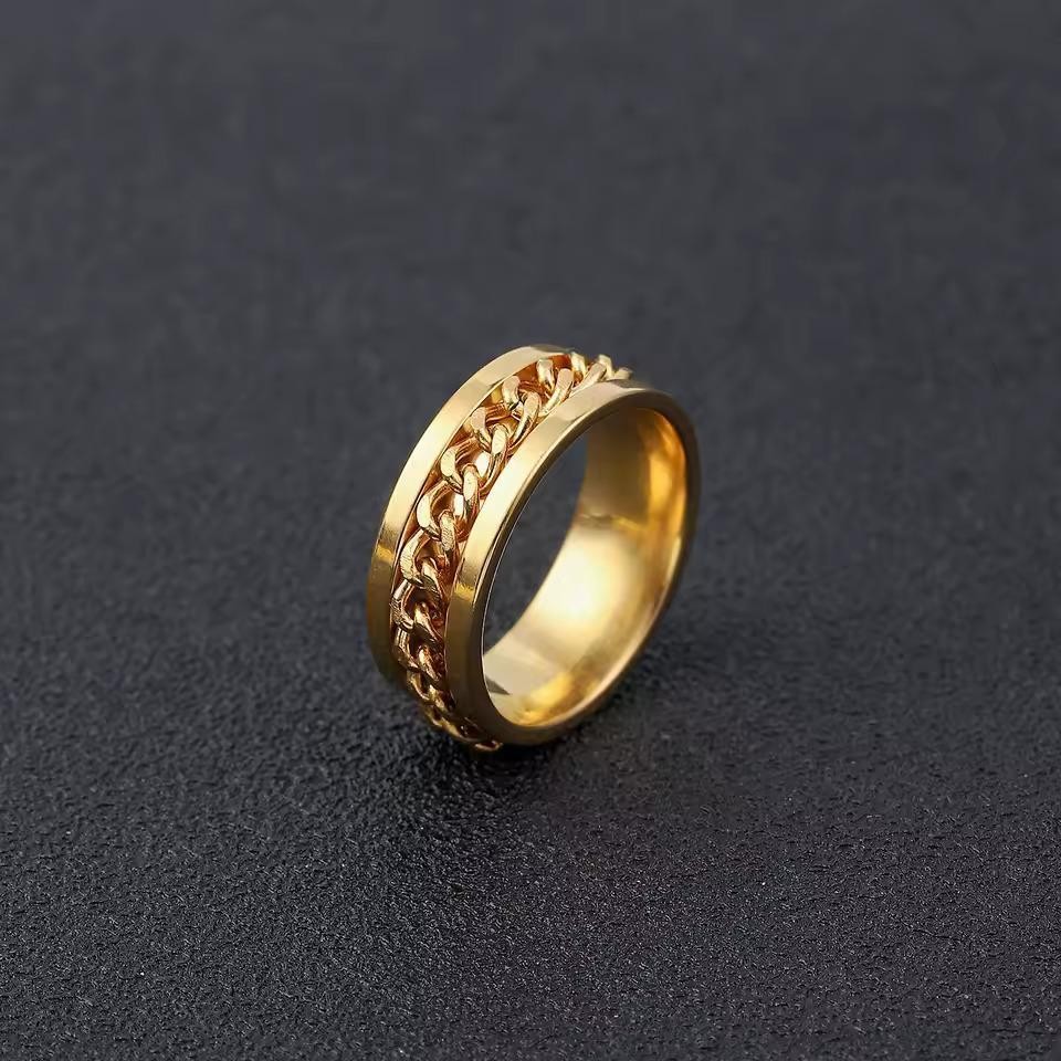 Produk Cincin Spinner Rantai Pria Wanita Titanium Anti Karat - Cincin Putar Anxiety Ring