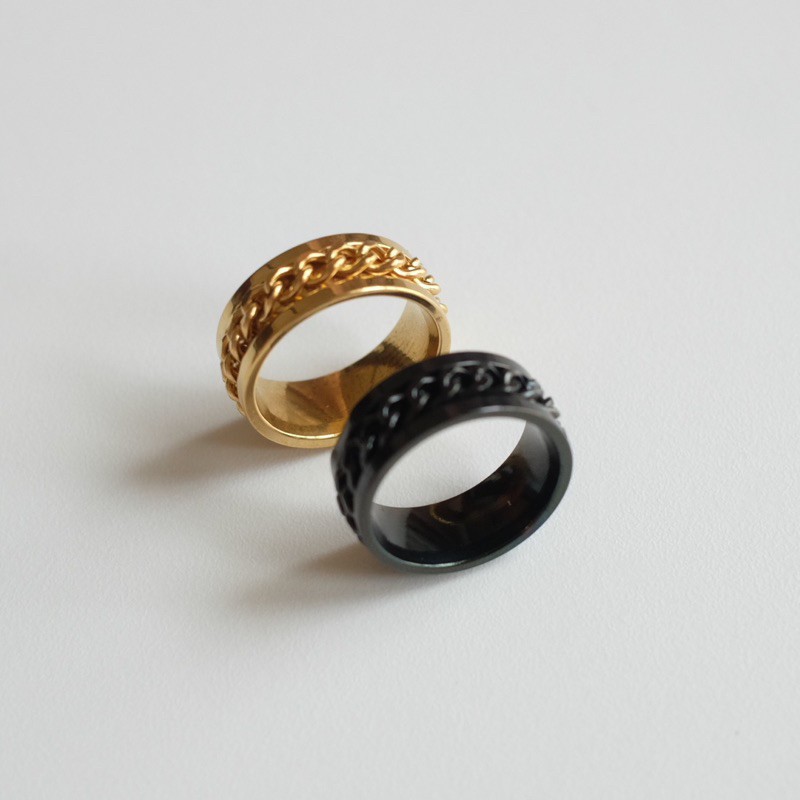 Produk Cincin Spinner Rantai Pria Wanita Titanium Anti Karat - Cincin Putar Anxiety Ring