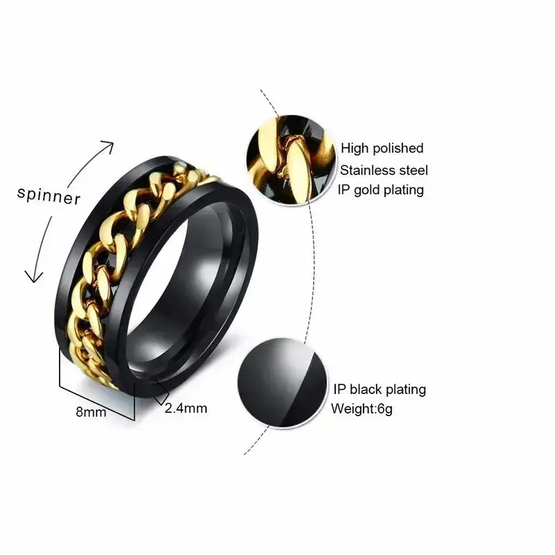 Produk Cincin Spinner Rantai Pria Wanita Titanium Anti Karat - Cincin Putar Anxiety Ring