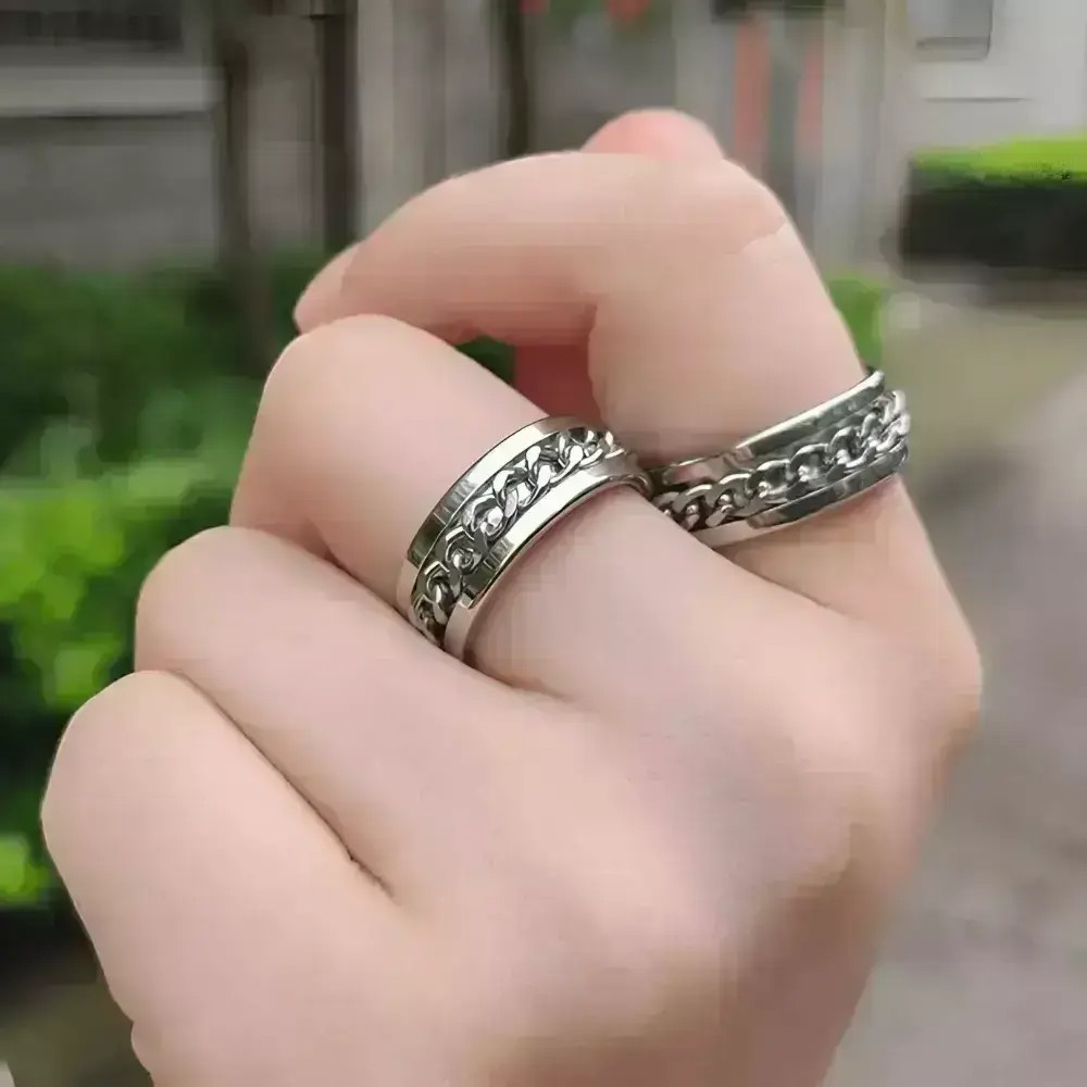 Produk Cincin Spinner Rantai Pria Wanita Titanium Anti Karat - Cincin Putar Anxiety Ring