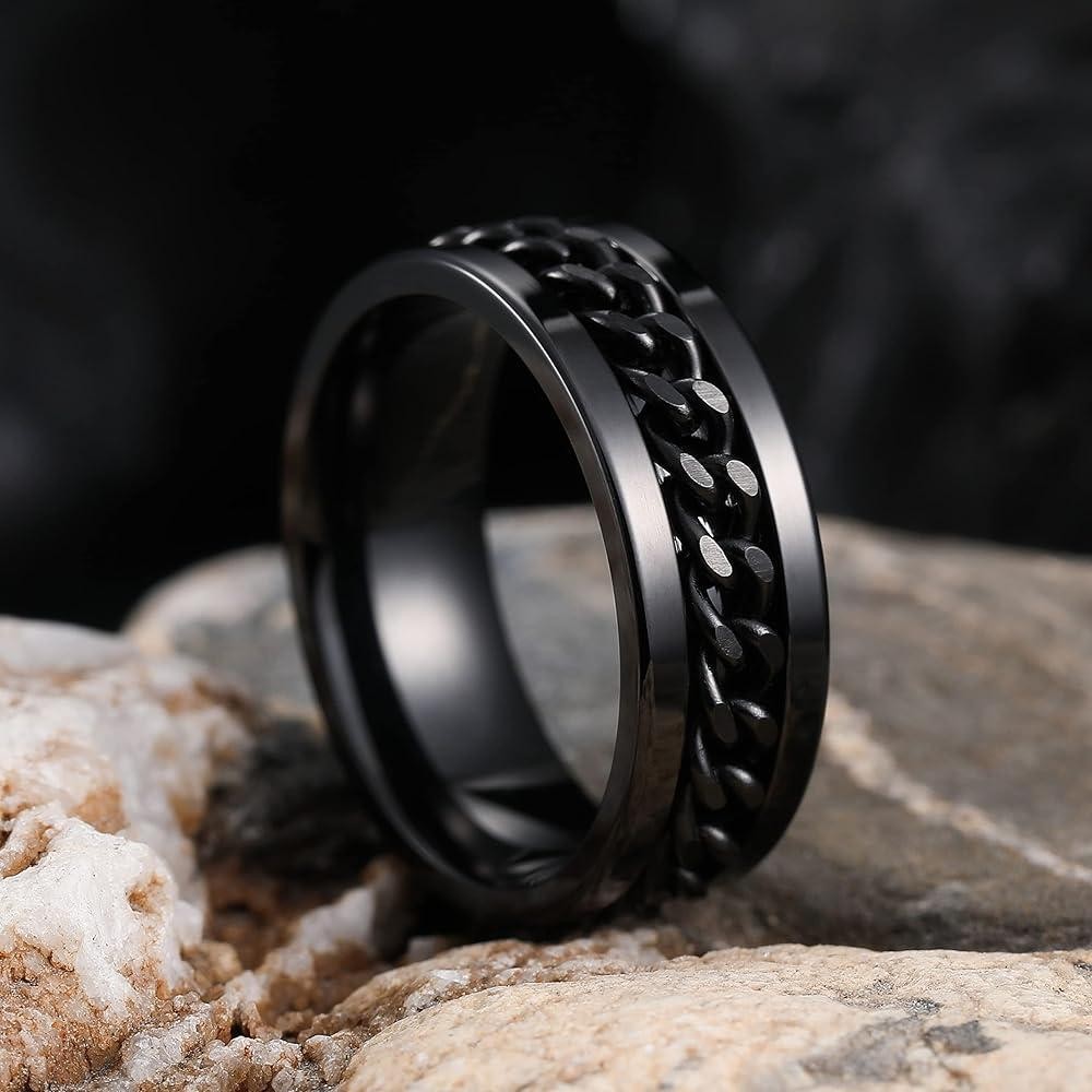 Produk Cincin Spinner Rantai Pria Wanita Titanium Anti Karat - Cincin Putar Anxiety Ring