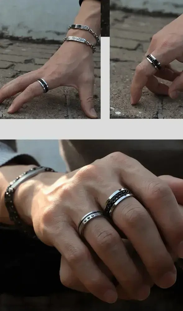 Produk Cincin Spinner Rantai Pria Wanita Titanium Anti Karat - Cincin Putar Anxiety Ring