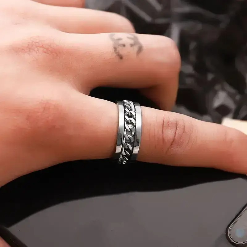 Produk Cincin Spinner Rantai Pria Wanita Titanium Anti Karat - Cincin Putar Anxiety Ring