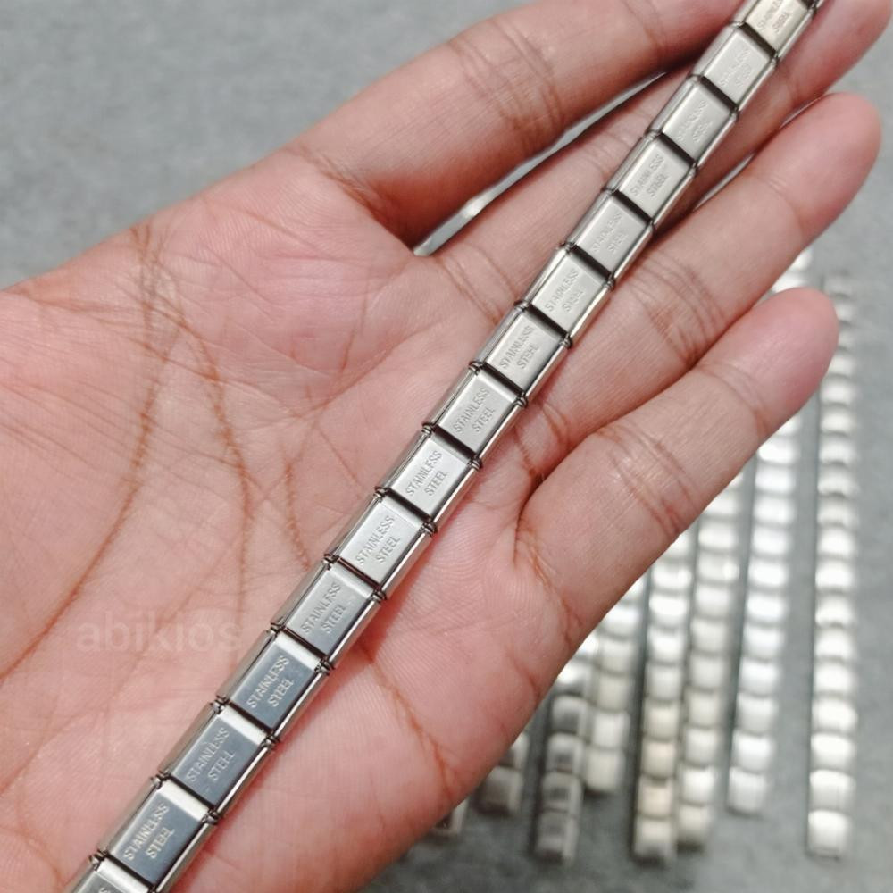 Produk Gelang Tangan Pipih Stainless Steel Elastis Silver Simpel Minimalis Anti Karat Waterproof