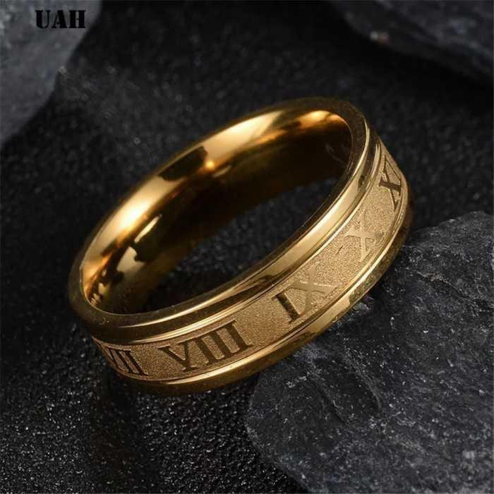 Produk Cincin Tangan Pria Wanita Romawi Polos Terhormat Black Gold Silver
