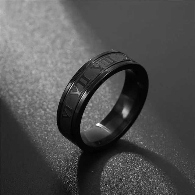 Produk Cincin Tangan Pria Wanita Romawi Polos Terhormat Black Gold Silver