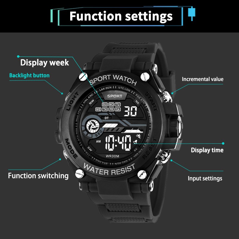 Produk Jam Tangan Digital Sport Pria Diameter 5cm Keren