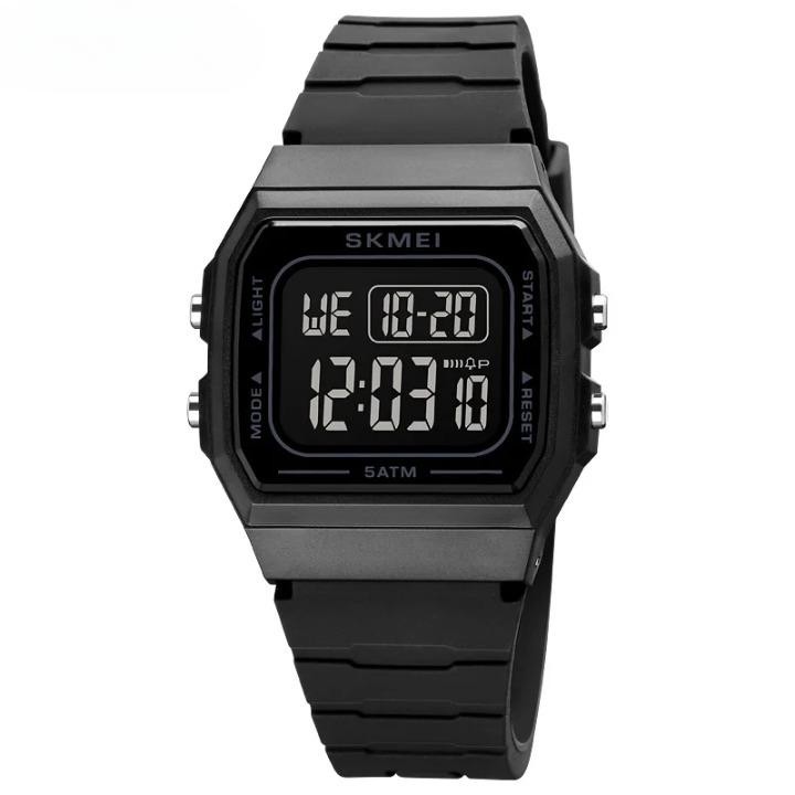 Produk Jam Tangan Simpel Digital Tali Silikon 1683 Pria atau Wanita Warna Hitam