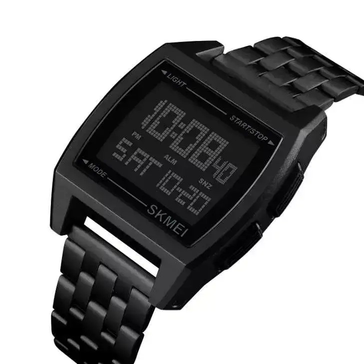 Produk Jam Tangan Rantai New Model Kotak Hitam Light Digital Original 1368 Full Black