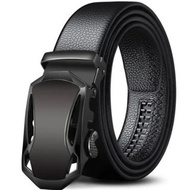 Ikat Pinggang Pria Model Rel Automatic Buckle Kulit Pu Premium 120cm - Hitam