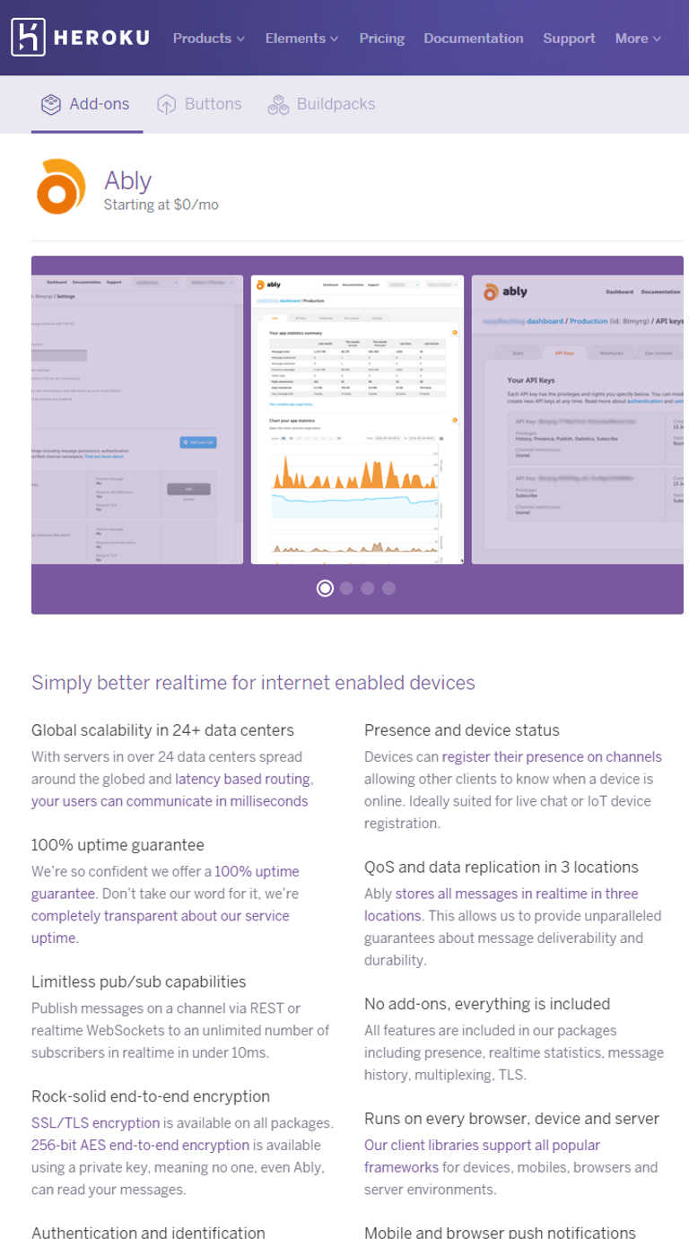Ably realtime platform now available as Heroku add-on