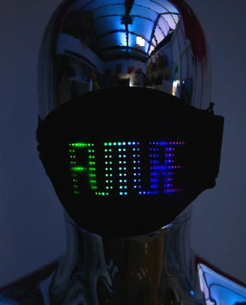 An LED display inside a wearable mask