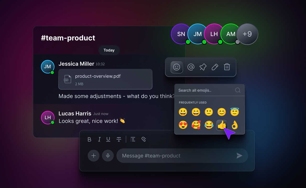 Live chat features in action