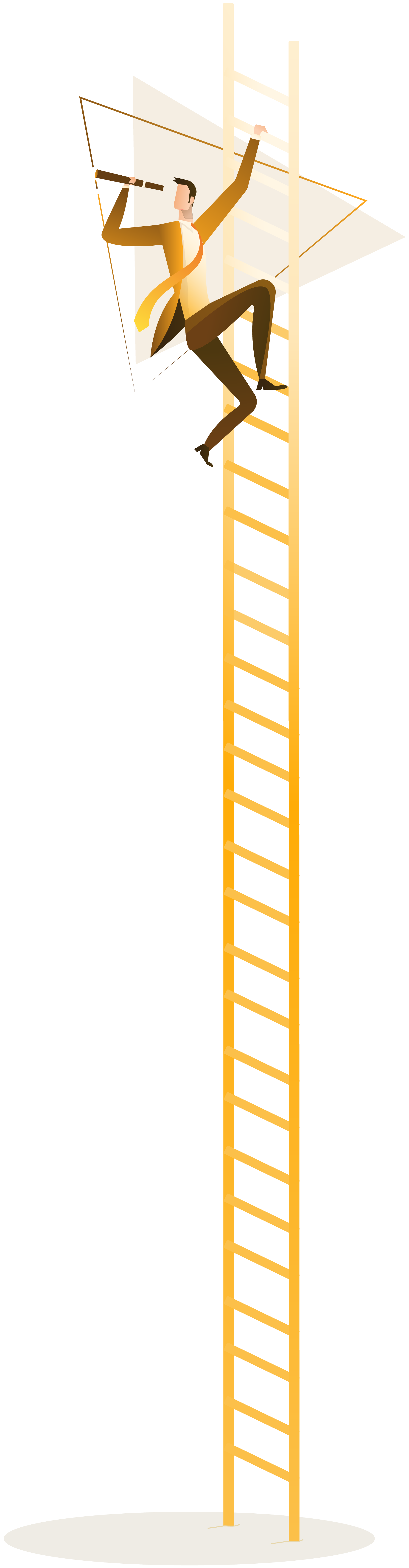 Man standing on a ladder with telescope