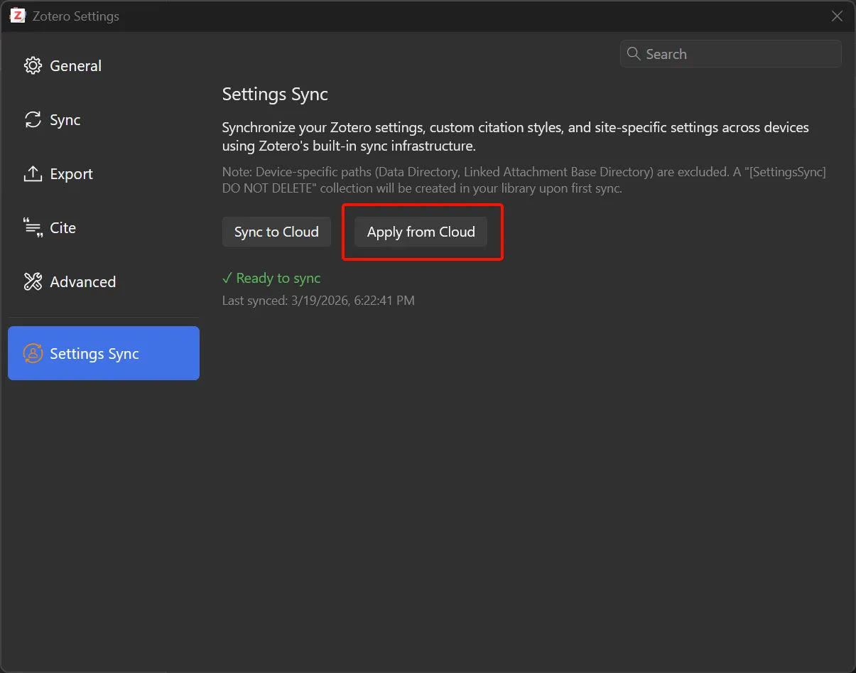 Apply from Cloud button and the restart prompt