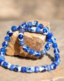 Indigo Pottery Bead Mala. blue pottery , hand beaded