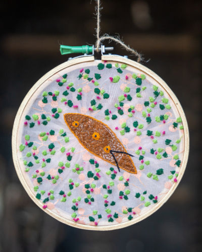 boat lake embroidered hoop