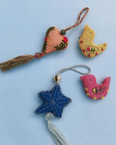 set of 4 charms . ornaments , handcrafted , unique