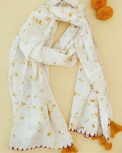 Eco-Printed Scarf in Nature-inspired Patterns