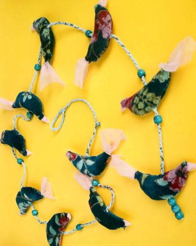 bird hanging . hand crafted, upcycled , home decor