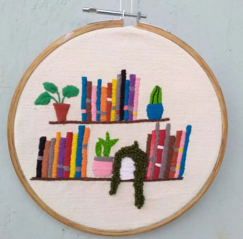 book lover embroidered hoop. Home Decor