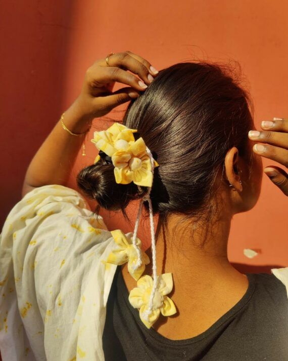 Front View of Eco-Printed Fabric Gajra