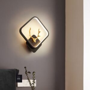 N-Lighten Modern creative bedroom bedside livengroom art deer antler black gold LED wall lamp