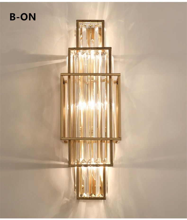 Modern Luxury Gold Metal Crystal Led Wall Lights for Restaurant Villa Corridor Foyer bedroom bedside living room hall