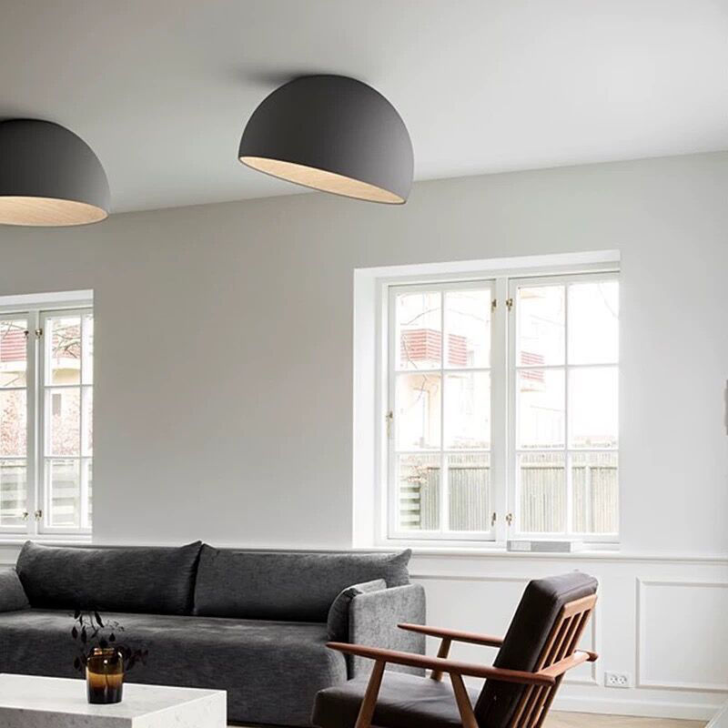 N-Lighten Modern minimalist living room bedroom oval shape black /white LED metal wood ceiling light chandelier